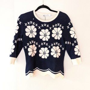 SOLD - NWOT Rare Christian Dior Paris wool scalloped alpine pattern sweater